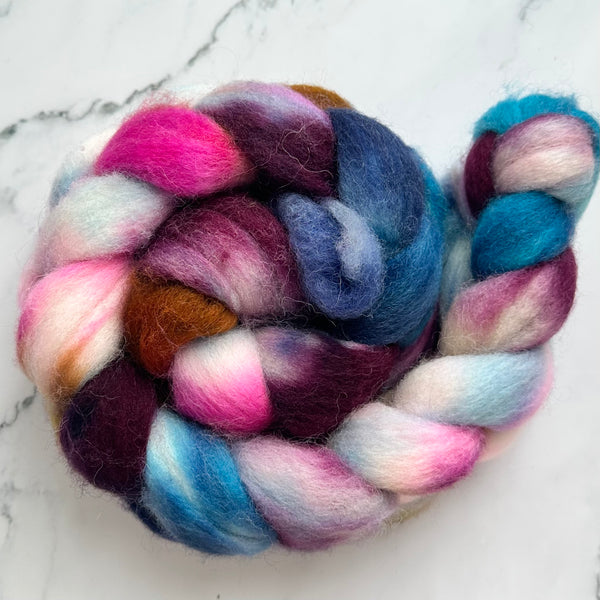 75% Superwash Merino and 25% Nylon, inspired by Flutter colourway